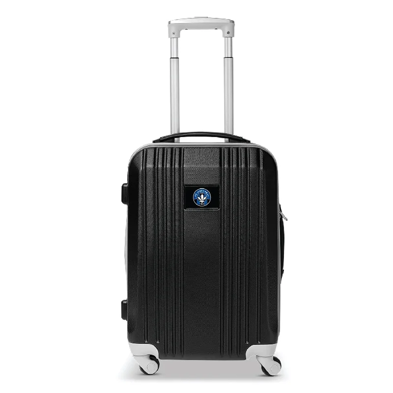 suitcase with customizable features-CF Montréal 21" Two-Tone Carry On Spinner Luggage- GRAY