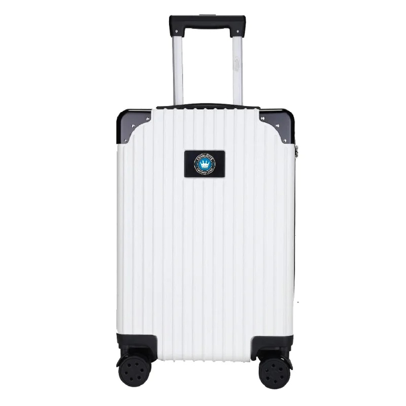 suitcase for maximum packing space-Charlotte FC 21" Exec 2-Toned Carry On Spinner -WHITE