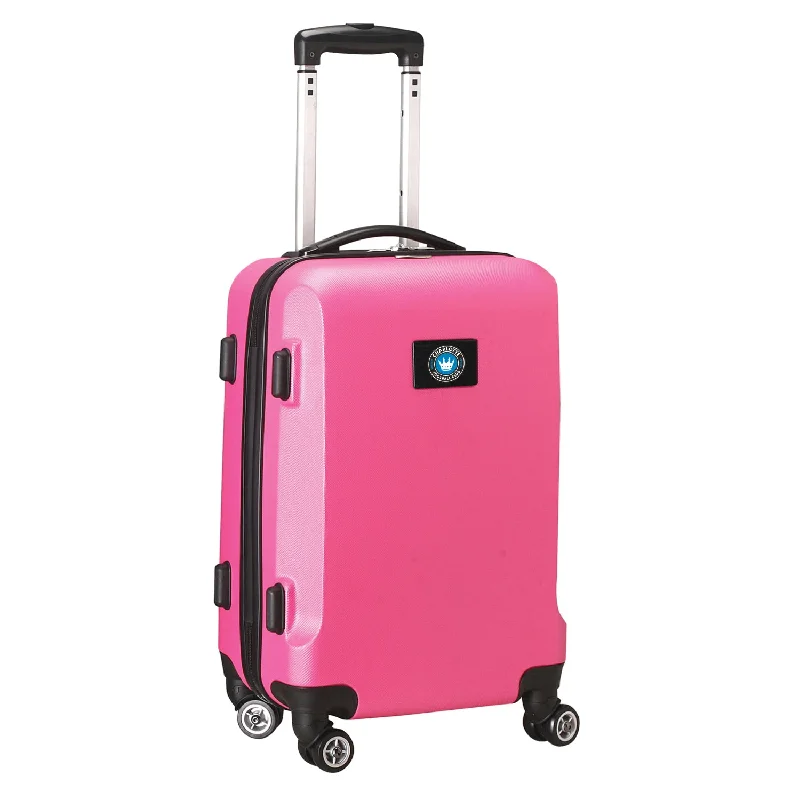 suitcase with security and style-Charlotte FC 21"Carry-On Hardcase Spinner- Pink