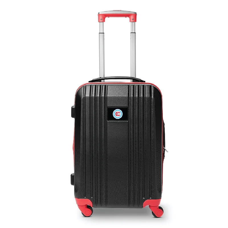 suitcase with stylish outer shell-Chicago Fire FC 21" Two-Tone Carry On Spinner Luggage- RED