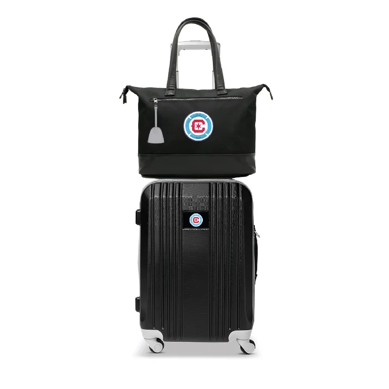 suitcase with durable outer casing-Chicago Fire FC Tote Bag and Luggage Set -GRAY