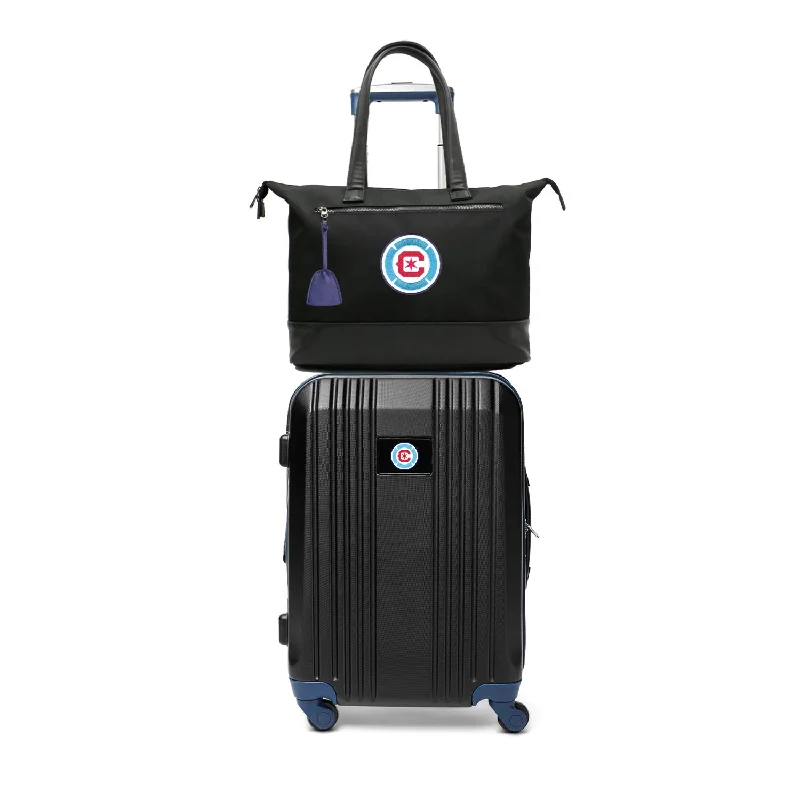 suitcase for urban exploration-Chicago Fire FC Tote Bag and Luggage Set -NAVY