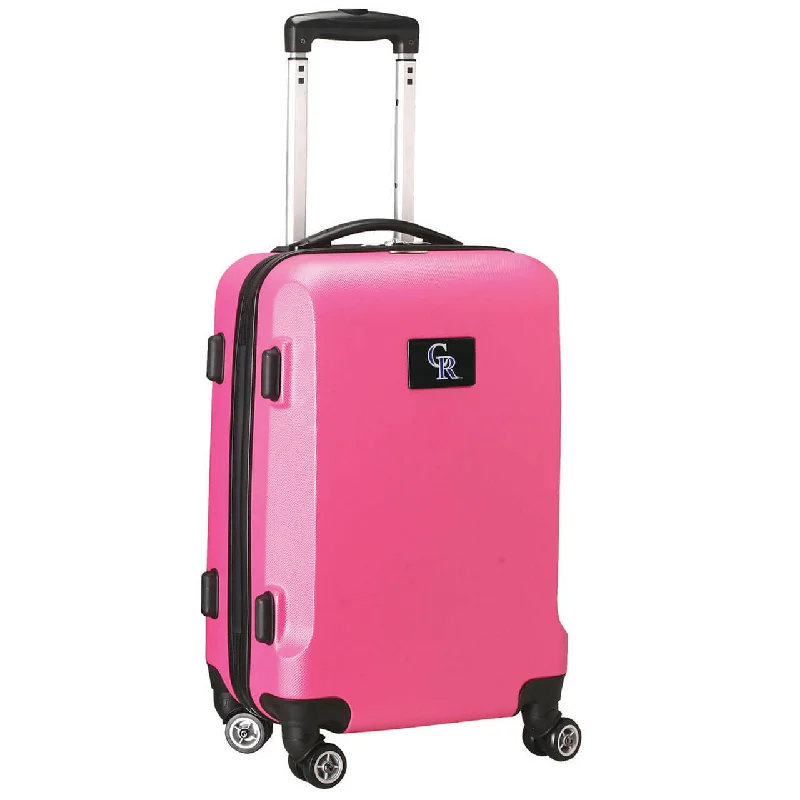 suitcase for sports enthusiasts-Colorado Rockies 20" Pink Domestic Carry-on Spinner