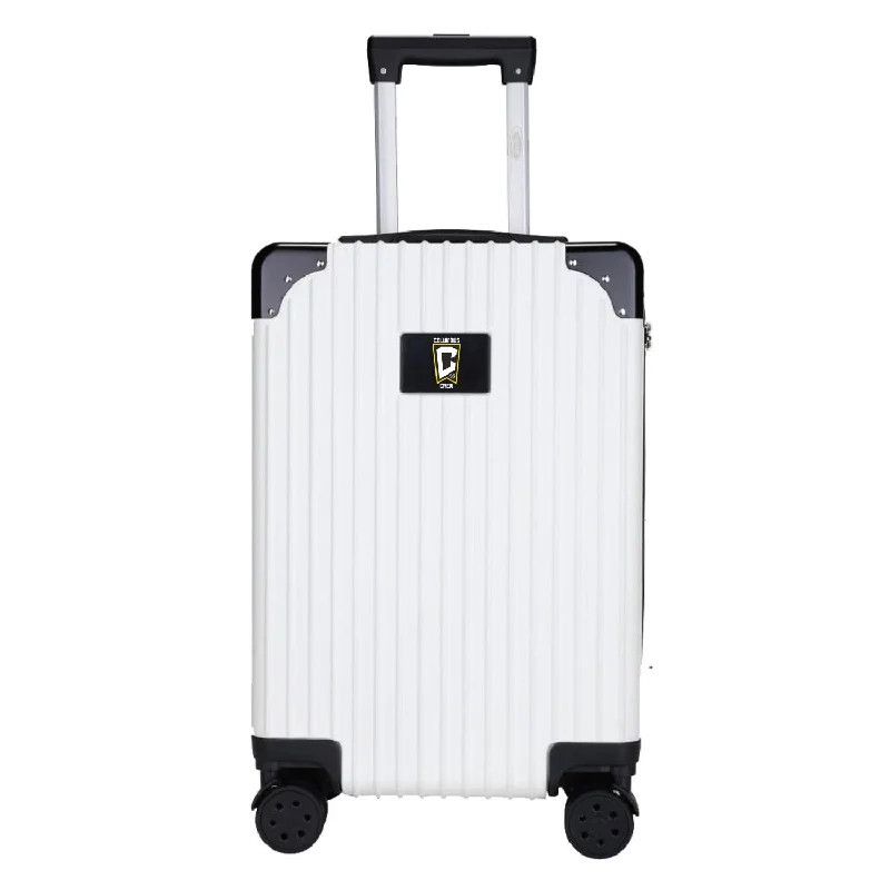 suitcase with smooth interior-Columbus Crew 21" Exec 2-Toned Carry On Spinner -WHITE