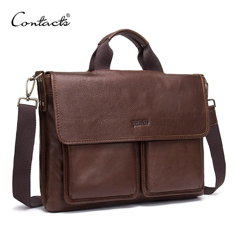 business briefcase with smooth finish and ergonomic design -Contact'S Genuine Leather Man Bag Mens Briefcase Luxury Brand Men'S Business Handbag For Laptop