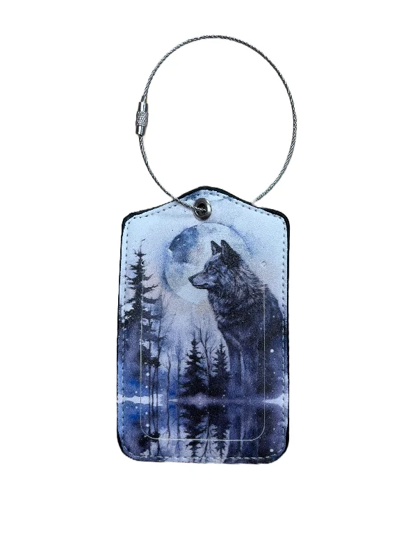 suitcase with 4 spinner wheels-Luggage Tag- Wolf Collection