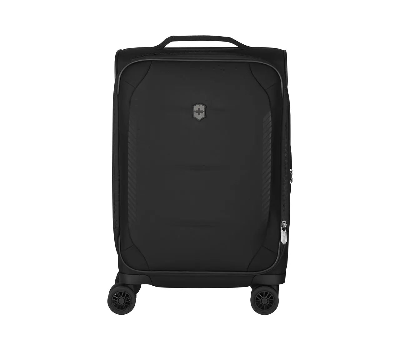 suitcase with locking compartments for valuables-Victorinox Crosslight Frequent Flyer Softside Carry-On Spinner