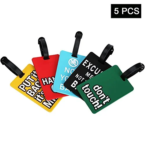 suitcase for business trips-Cy Bag Luggage Tags,5 Pc Silicone Cartoon Letters Design Luggage Bag Tag Set