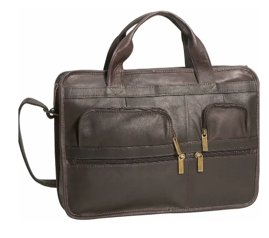 briefcase with padded compartments for electronics -David King & Co. 171 Leather Multi Pocket Organizer Briefcase with Single Gusset- $160