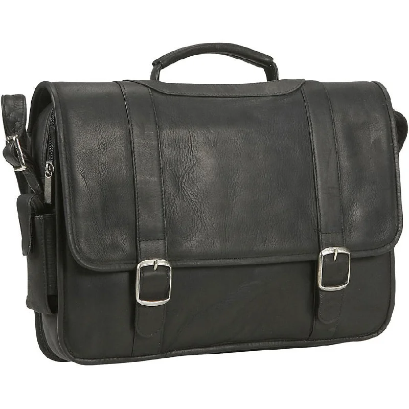 briefcase with removable tech organization panels -David King Porthole Leather Computer Briefcase