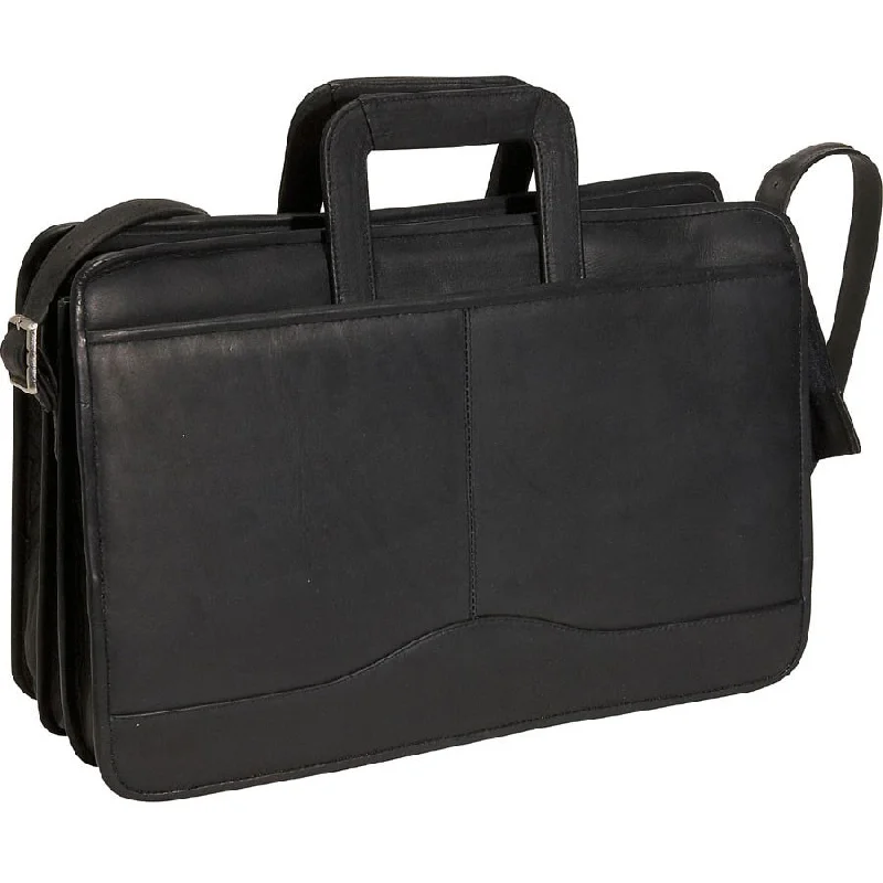 durable leather briefcase with dedicated file space -David King Triple Gusset Drop Handle Briefcase