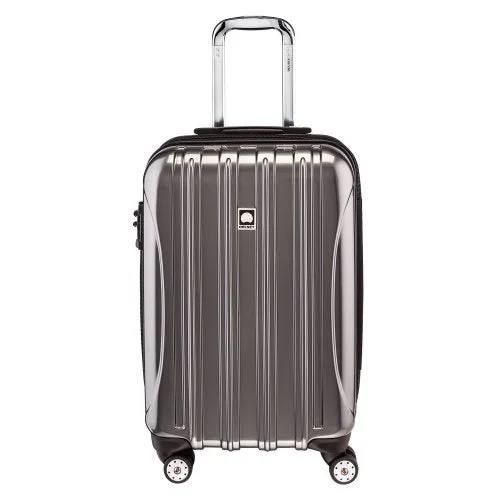 suitcase with external zippered pockets-Delsey Luggage Helium Aero Carry-On Spinner Trolley, Titanium, One Size