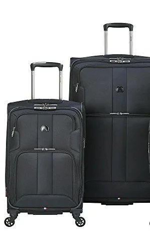 suitcase with top-quality zippers-Delsey Luggage Sky Max 2 Piece Nested Luggage Set, Black