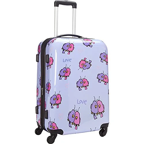 suitcase for long-term travel-Ed Heck Multi Love Birds Hardside Spinner Luggage 25 Inch, Light Purple, One Size