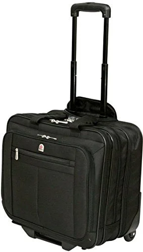 business briefcase with adjustable handles for comfort -Executive Laptop Roller Bag Wheeled Pilot Case Briefcase Overnight & 15" - 17" Laptop Compartment