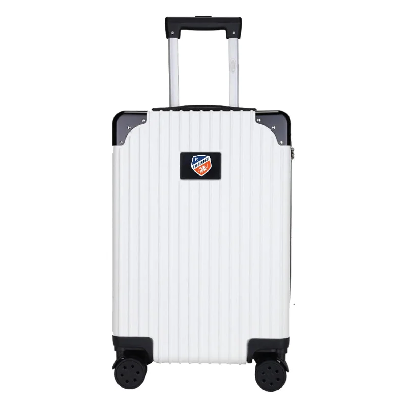 suitcase for overseas travel-FC Cincinnati 21" Exec 2-Toned Carry On Spinner -WHITE