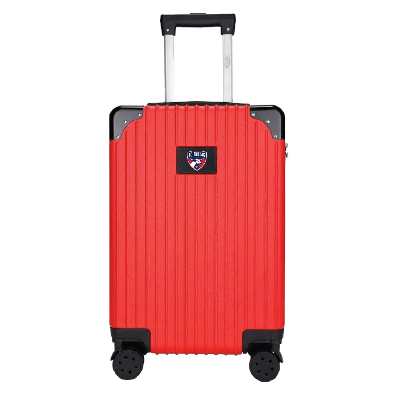 suitcase with external pockets-FC Dallas 21" Exec 2-Toned Carry On Spinner -RED