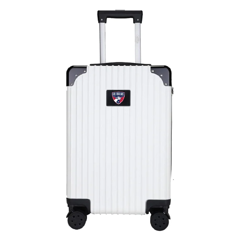 suitcase with color-coded dividers-FC Dallas 21" Exec 2-Toned Carry On Spinner -WHITE