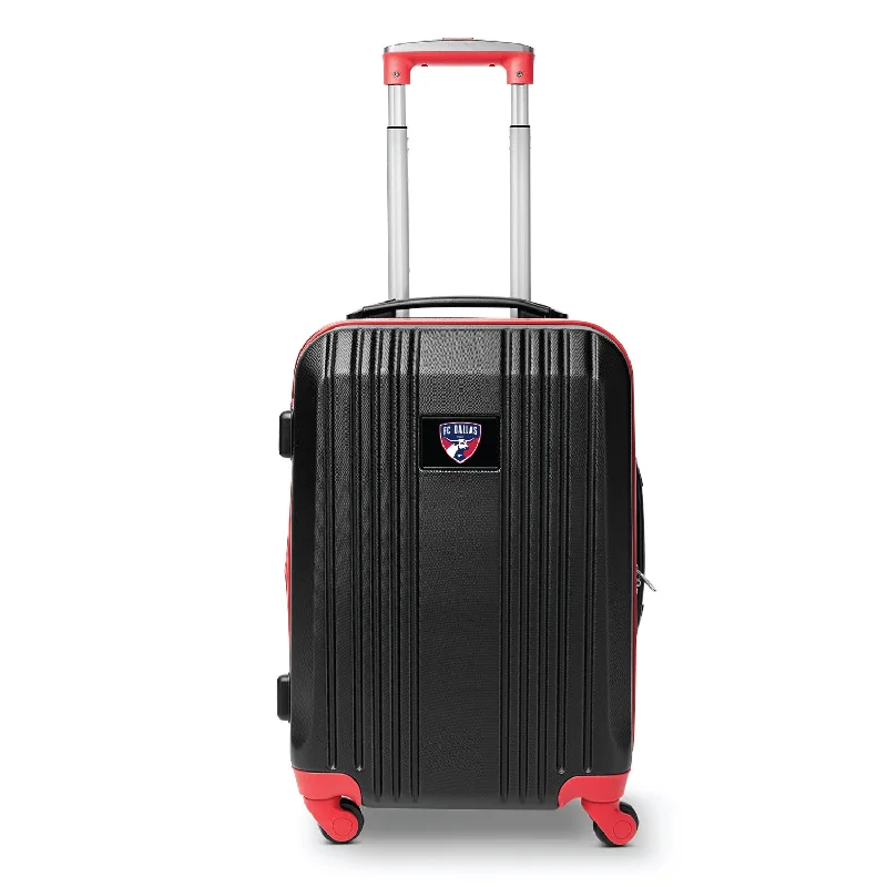 suitcase for tropical beach vacations-FC Dallas 21" Two-Tone Carry On Spinner Luggage- RED