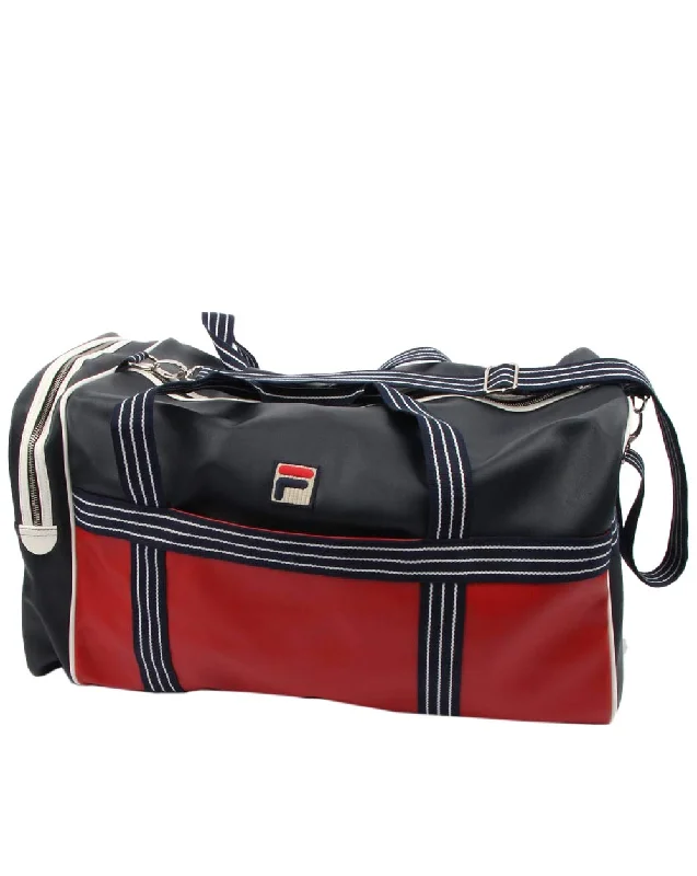 suitcase with enhanced luggage capacity-Fila Landon Holdall Bag (Peacoat/Chinese Red-White, One_Size)