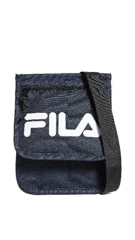 suitcase for compact design packing-Fila Men's Writer Neck Pouch, Peacoat, Blue, Graphic, One Size