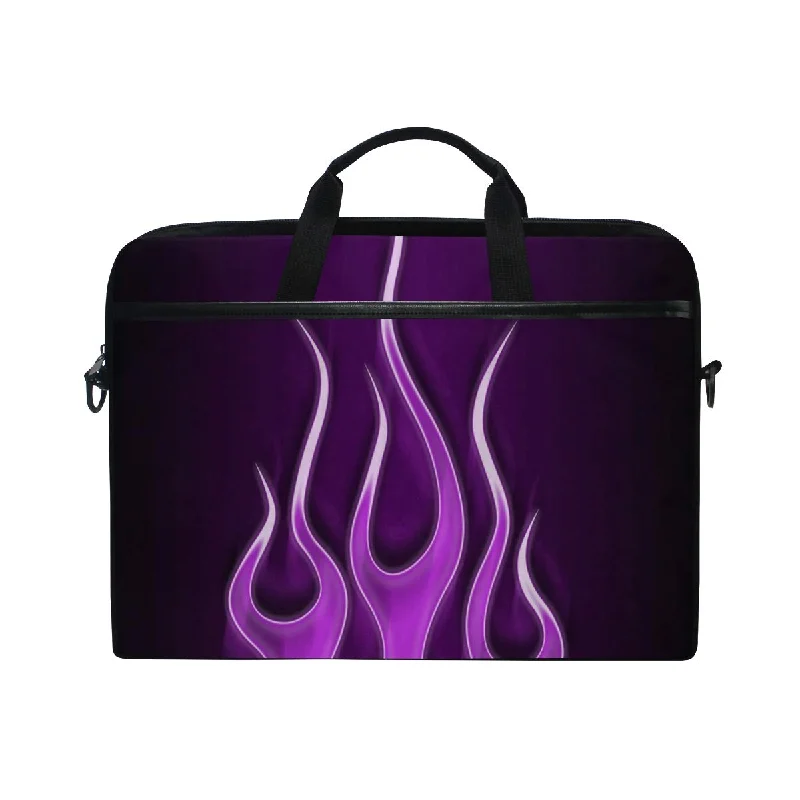 briefcase with space for business cards and documents -Flames Electric Purple Laptop Case Laptop Shoulder Bag Notebook Sleeve Handbag Computer Tablet Briefcase Carrying Case Cover with Shoulder Strap Handle 14 15inch for Men Women Travel/Business/School