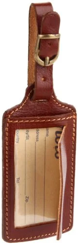 suitcase for organized packing routines-Floto Leather Luggage Tag,Vecchio Brown,One Size