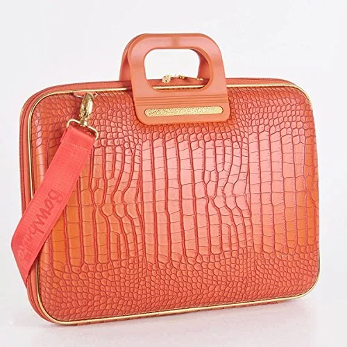 high-end briefcase with structured shape -Gold Cocco Briefcase Arezzo 15 Inches - Orange