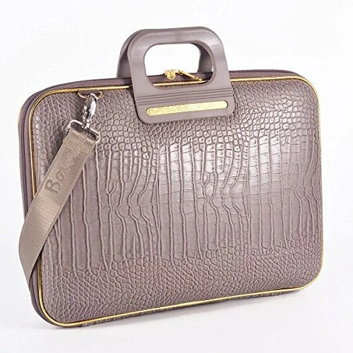 waterproof briefcase with storage for business tools -Gold Cocco Briefcase Arezzo 15 Inches - Taupe