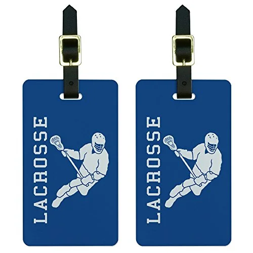 suitcase for hassle-free packing-Graphics & More Lacrosse-Sport Luggage Tags Suitcase Carry-On Id, White