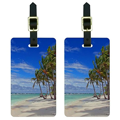 suitcase for business conference trips-Graphics & More Tropical Beach-Island Sky Clouds Vacation Luggage Tags Suitcase Id, White