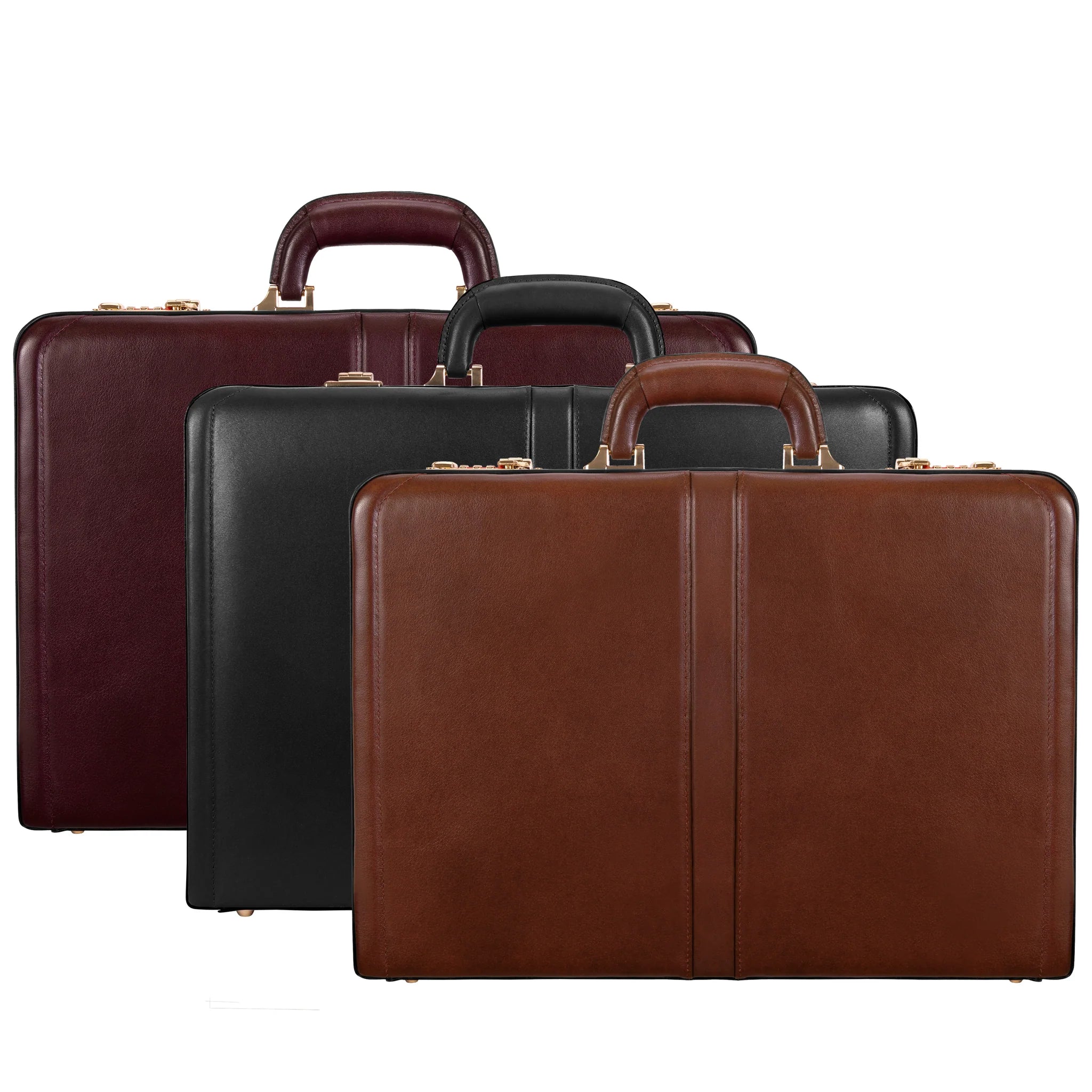 briefcase with ergonomic handles for comfort -McKleinUSA HARPER | 4.5” Leather Expandable Attaché Briefcase