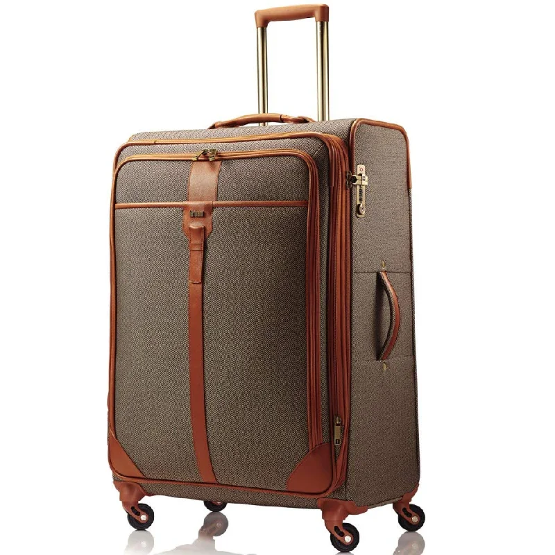 suitcase for fashion-forward travelers-Hartmann Checked-Large, Terracotta Herringbone