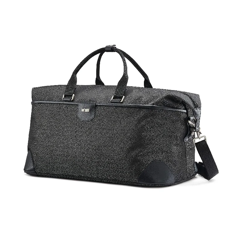 suitcase for short weekend travel-Hartmann Luxe, Black Platinum Jacquard