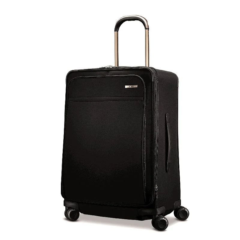 suitcase with built-in laundry compartments-Hartmann Metropolitan 25" Medium Journey Expandable Spinner (DEEP BLACK)