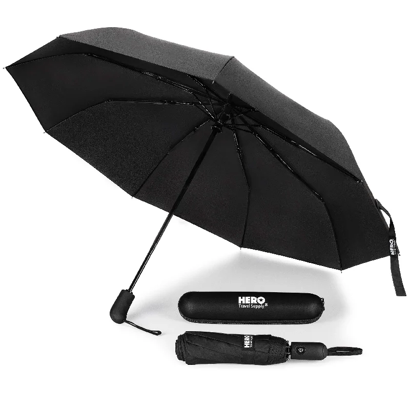 suitcase with organizational divider system-HERO Travel Umbrella - Windproof, Compact and Portable - Includes Ebook on How to Make the Most of Your Rainy Travels by Asher & Lyric