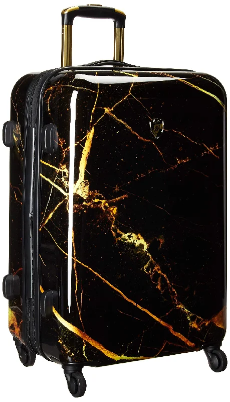 suitcase with professional-grade materials-Heys America Unisex Portoro Marble 26" Spinner Black/Gold One Size