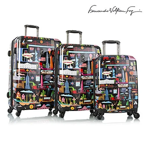 suitcase for professional use-Heys Fernando Volken Togni -Fvt- Usa 3-Piece Spinner Luggage Set(Black)