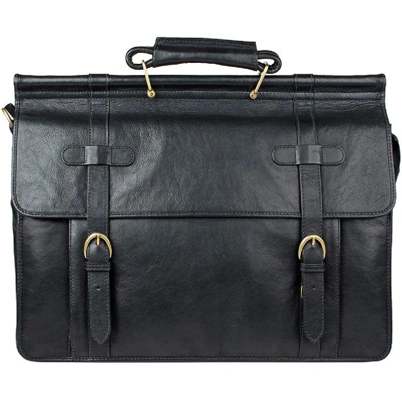 compact leather briefcase for easy transport -Hidesign Roma 17In Briefcase