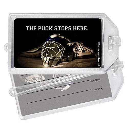 suitcase for rugged and durable travel-Ice Hockey Goalie Helmet Luggage Tag - Set Of 2