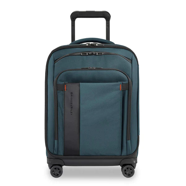 suitcase for travelers who need extra space-Briggs & Riley ZDX INTERNATIONAL 21" CARRY-ON EXPANDABLE SPINNER OCEAN