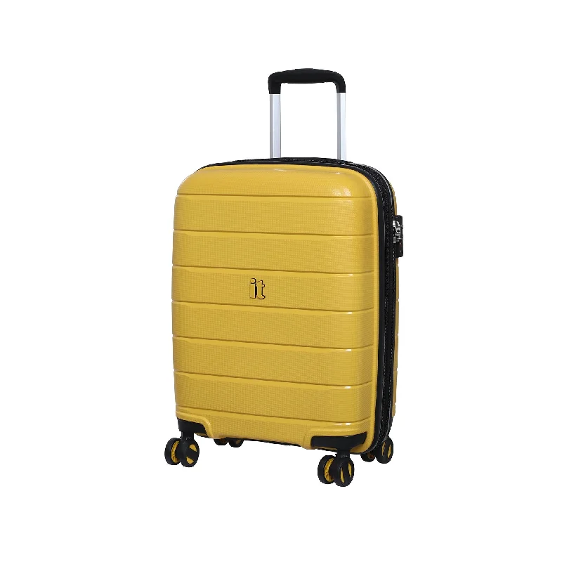 suitcase with best durability-IT Luggage 21.3" Asteroid 8-Wheel Hardside Expandable Carry-on, Cheese Yellow