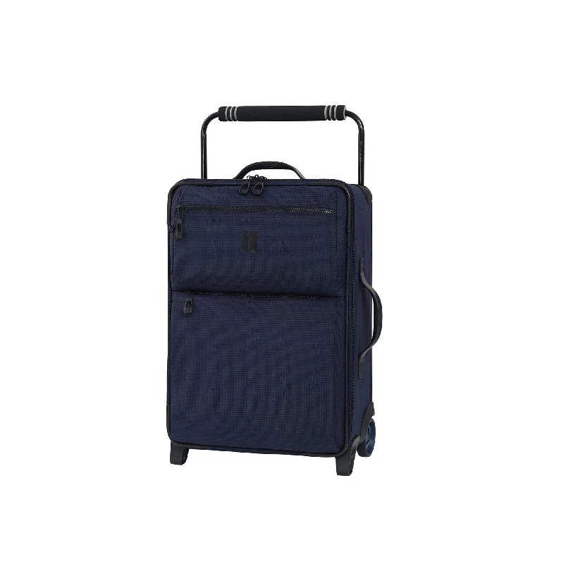 suitcase for tech-savvy travelers-IT Luggage 21.8" World's Lightest Los Angeles 2 Wheel Carry On, Navy/Blue