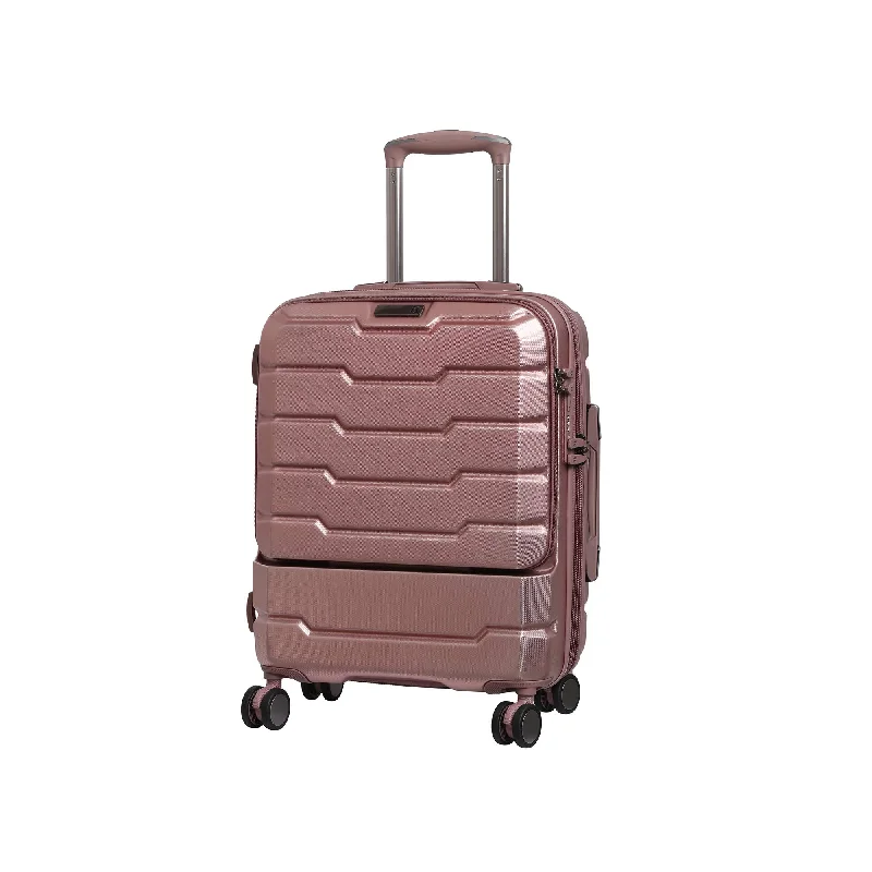 suitcase for digital nomads-it luggage 21" Prosperous Hardside Expandable Carry-on with TSA Lock, Metallic Pink