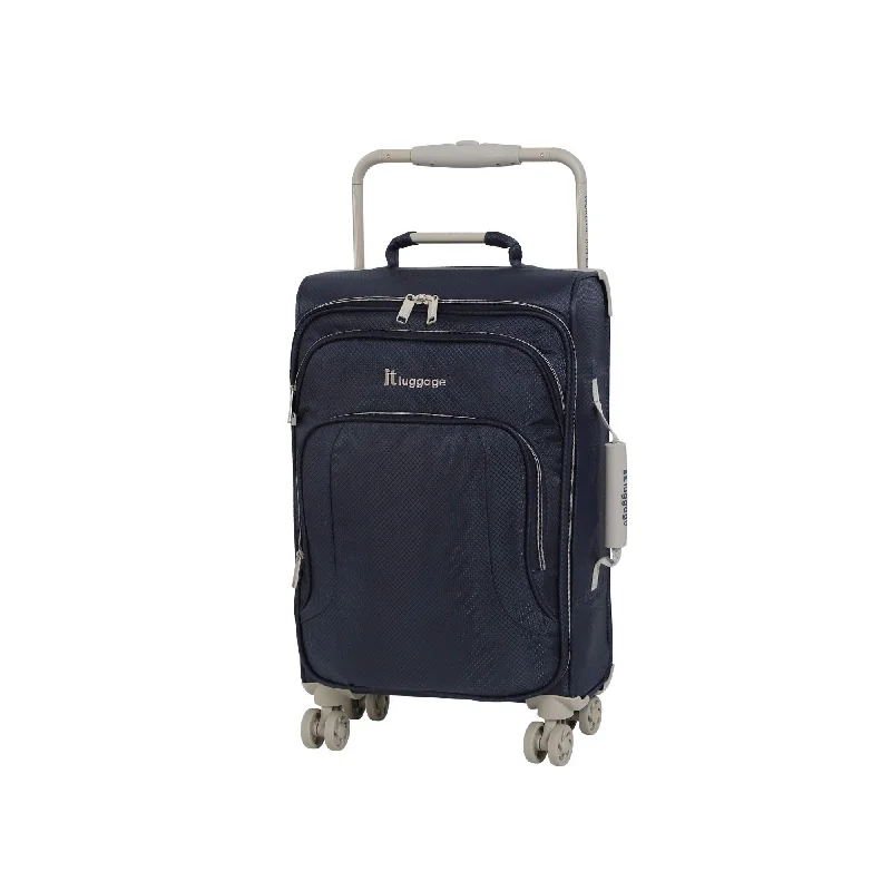 suitcase with heavy-duty zippers-IT Luggage 22" World's Lightest 8 Wheel Spinner, Evening Blue With Cobblestone Trim