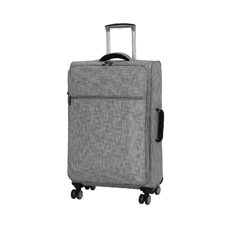 suitcase for transporting larger items-it luggage 26.8" Stitched Squares 8 Wheel Lightweight Expandable Spinner, Flint Grey