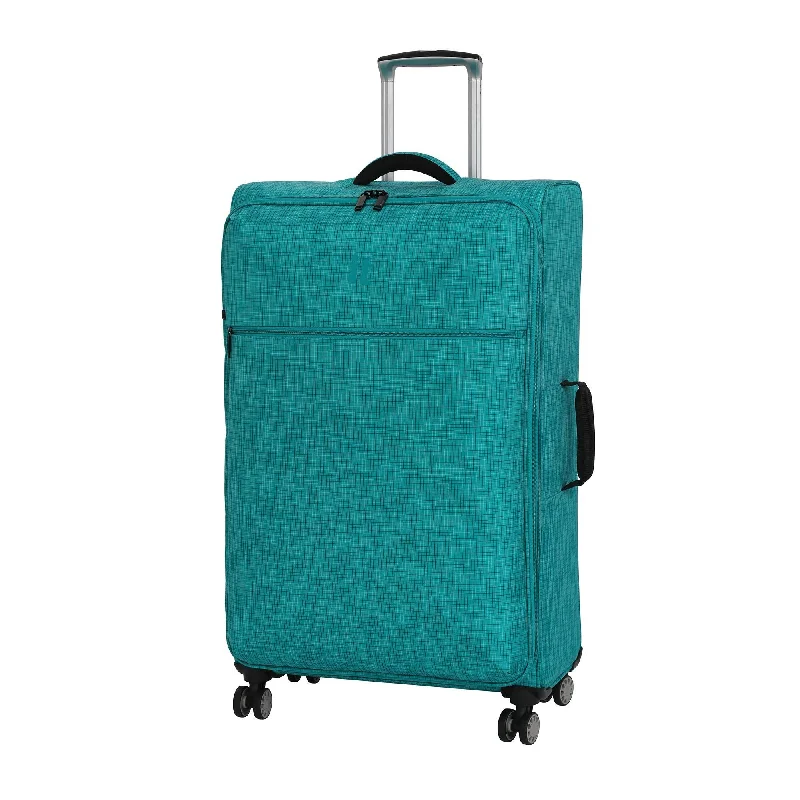 suitcase with hard shell exterior-it luggage 26.8" Stitched Squares Lightweight Case, Aqua Blue