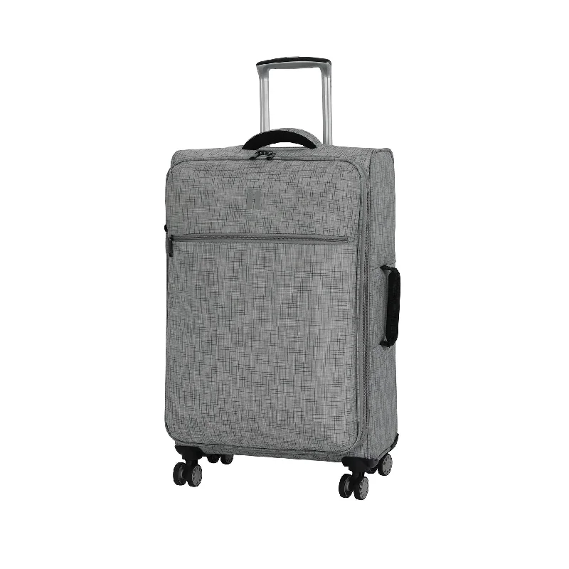 suitcase with space-saving design-it luggage 26.8" Stitched Squares Lightweight Case, Flint Grey