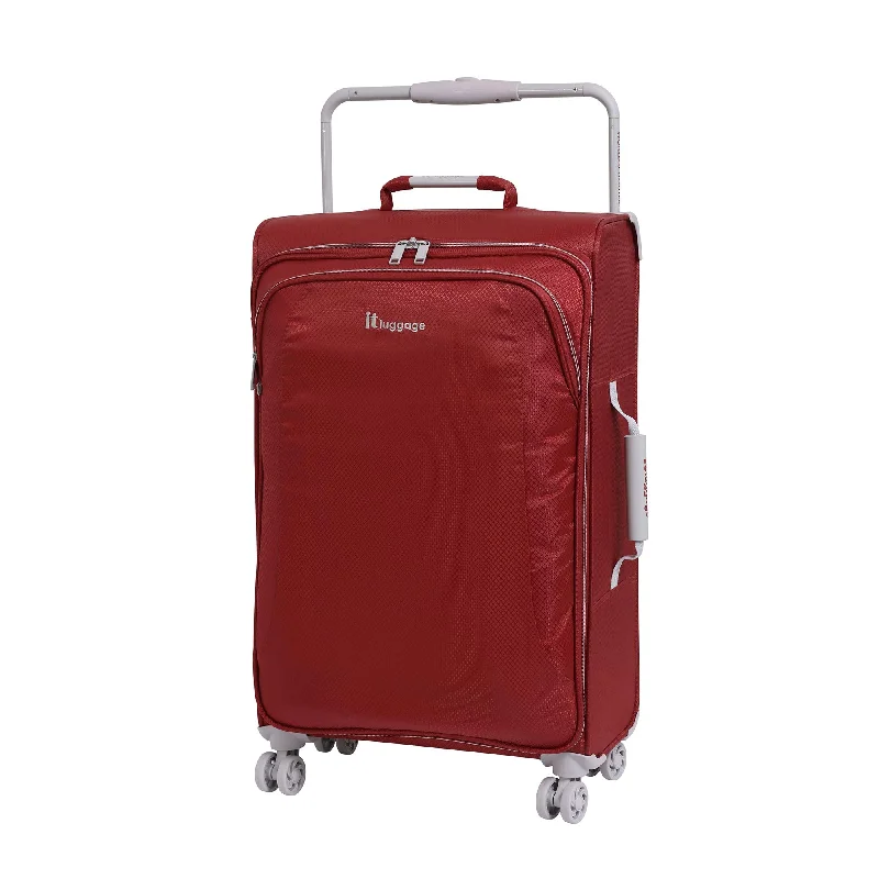 suitcase with easy-opening compartments-IT Luggage 27.6" World's Lightest 8 Wheel Spinner, Bossa Nova With Vapor Blue Trim