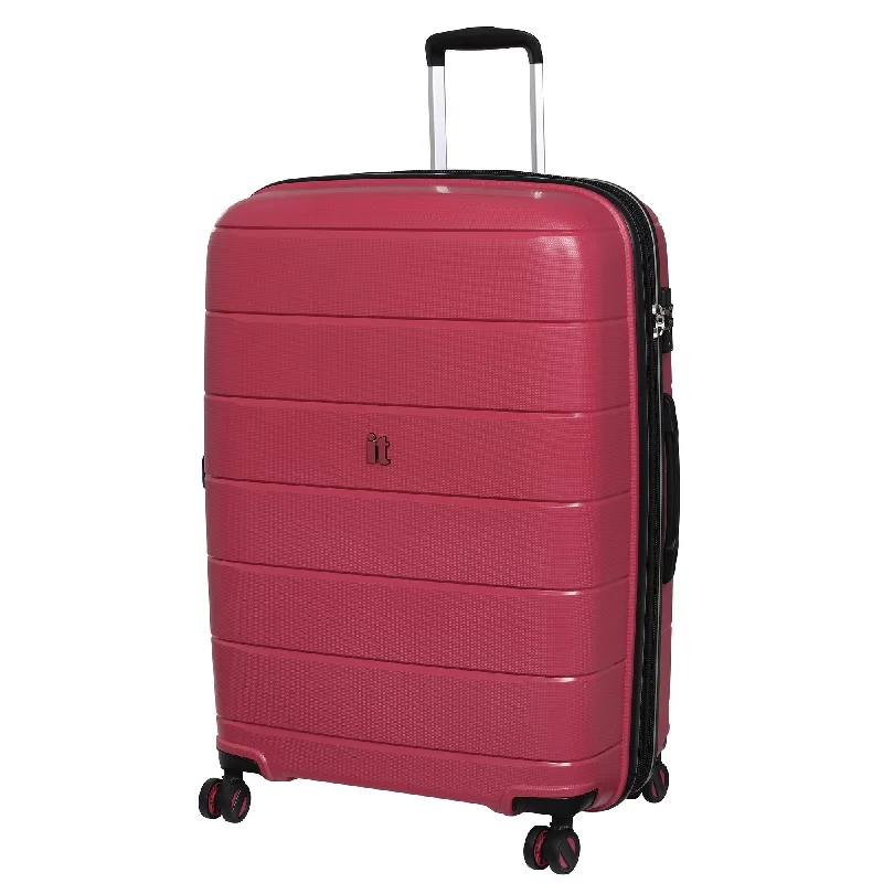 suitcase for back-to-school travel-IT Luggage 29.5" Asteroid 8-Wheel Hardside Expandable Spinner, Rose Red